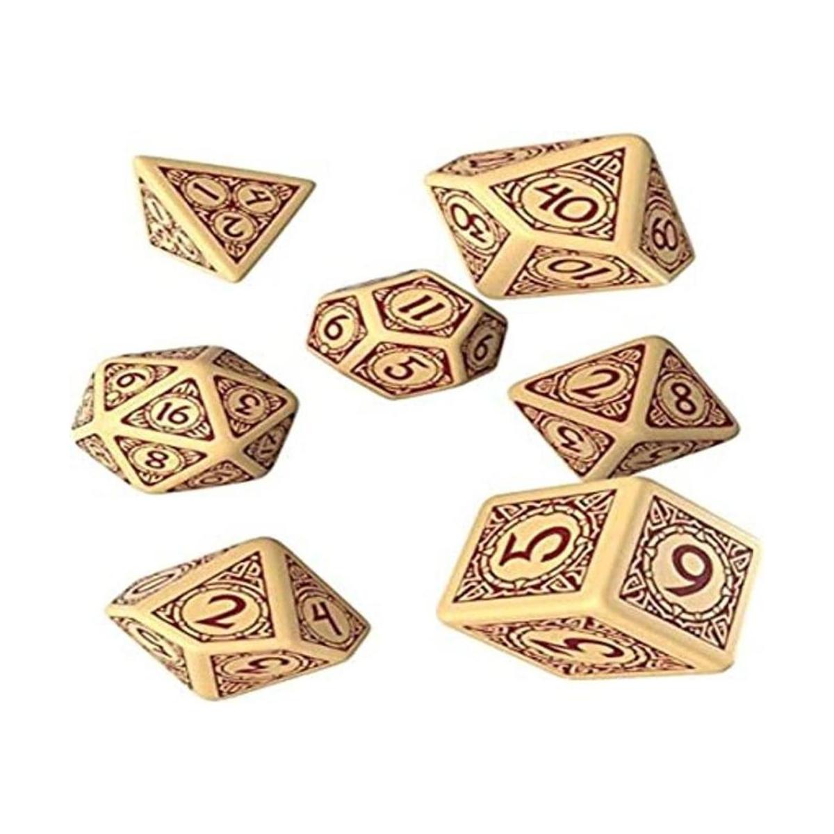 QWorkshop Juego de dados Viking Beige y Borgoña 7