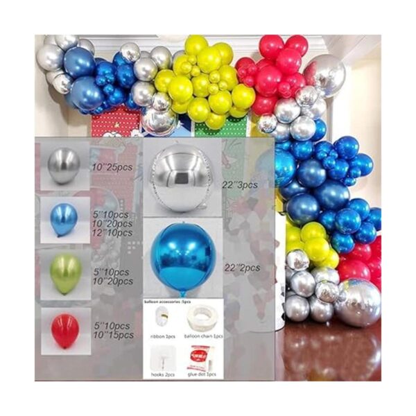 Kit de guirnalda de arco de globos de color azul metálico_2