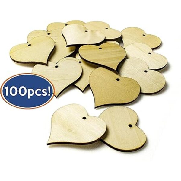 Bastex 100 piezas en forma de corazón de madera con