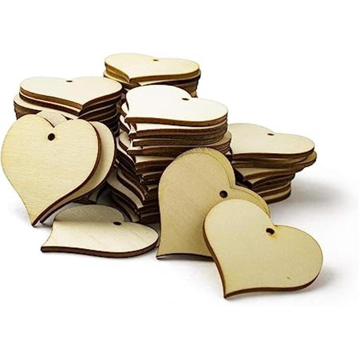 Bastex 100 piezas en forma de corazón de madera con