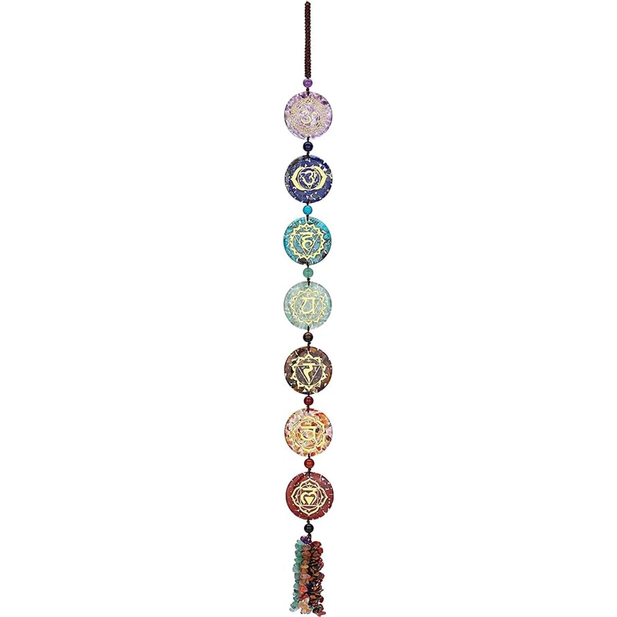 Jovivi Colgante de piedras de chakra 7 símbolos de