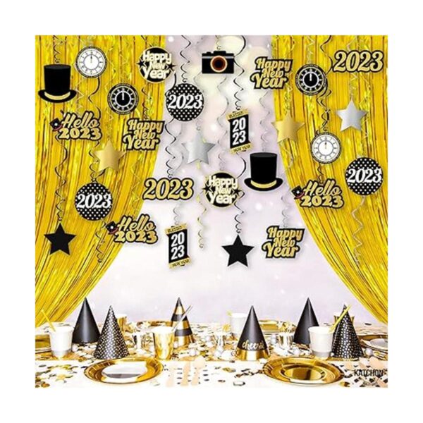 Happy New Years Swirl Decoraciones 2022 Paquete de 40_3