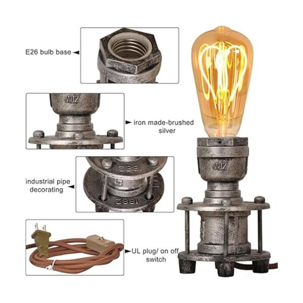 Retro Home Lámpara de mesa industrial estilo steampunk_4