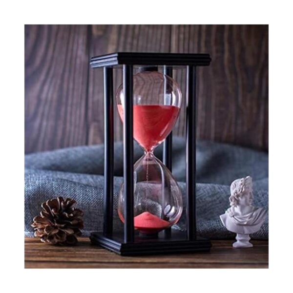 Temporizador de reloj de arena con arena roja_1