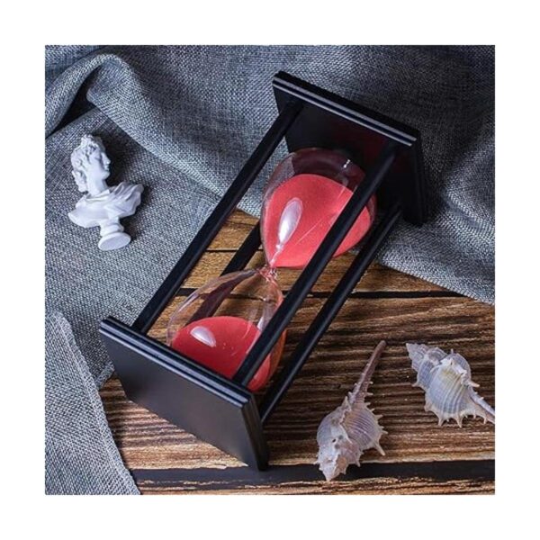 Temporizador de reloj de arena con arena roja_3