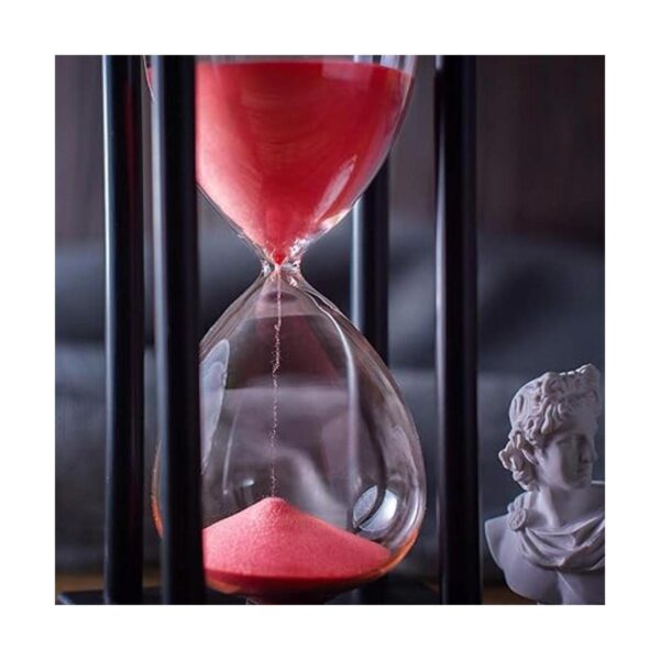 Temporizador de reloj de arena con arena roja_4
