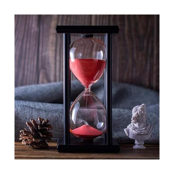 Temporizador de reloj de arena con arena roja_2