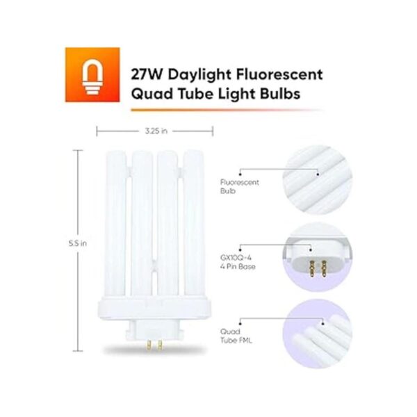 FML2765K 27W 6500K Luz diurna Quad Tube FML CFL Plugin_2