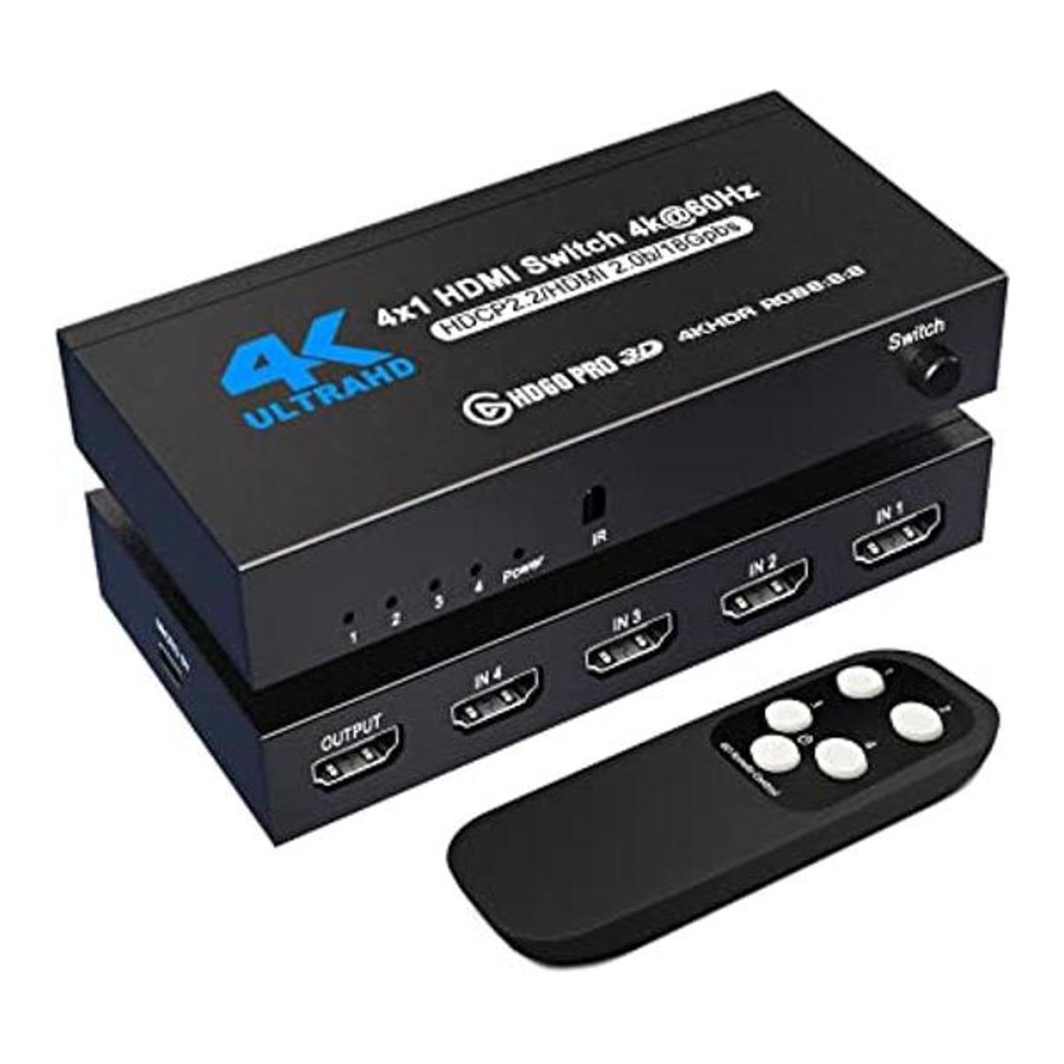Interruptor HDMI 4K a 60 Hz NerdEthos 4 puertos HDMI 2.0