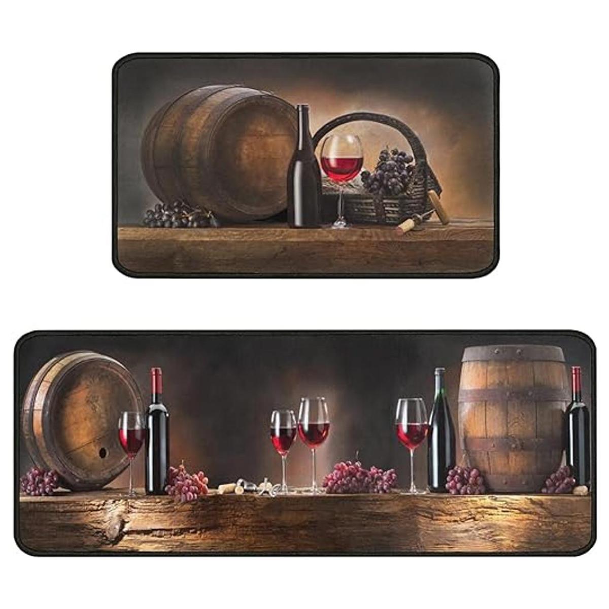 Juego de 2 tapetes de cocina para vino antideslizantes