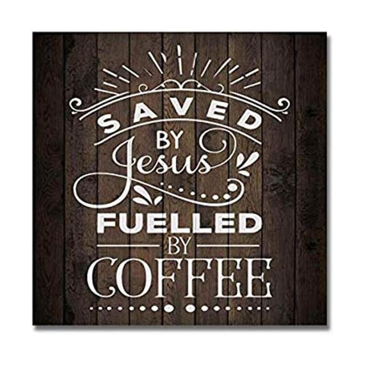 Letrero de madera con texto en inglés Saved by Jesus