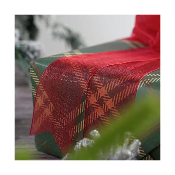 HUIHUANG Cinta de organza de 1 pulgada de color rojo_5
