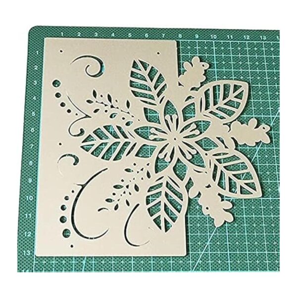 Troqueles de metal con borde de flores de Navidad_2