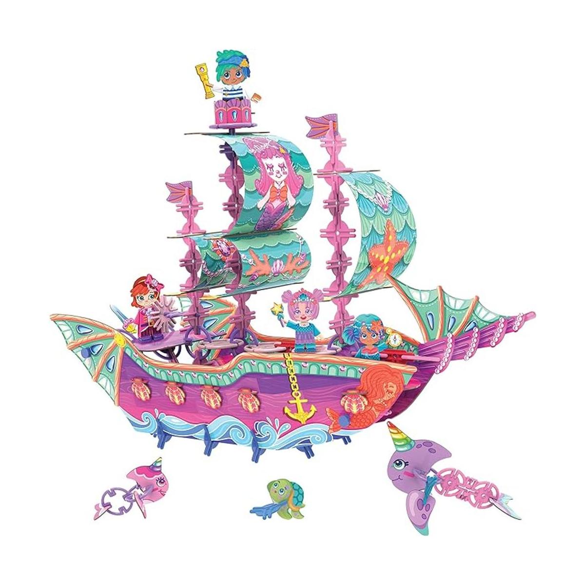 PINXIES Maravilloso barco de sirena Construye tu propio