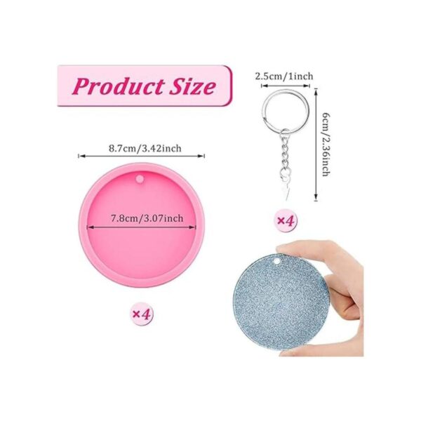 4 piezas de molde redondo de silicona para llavero de