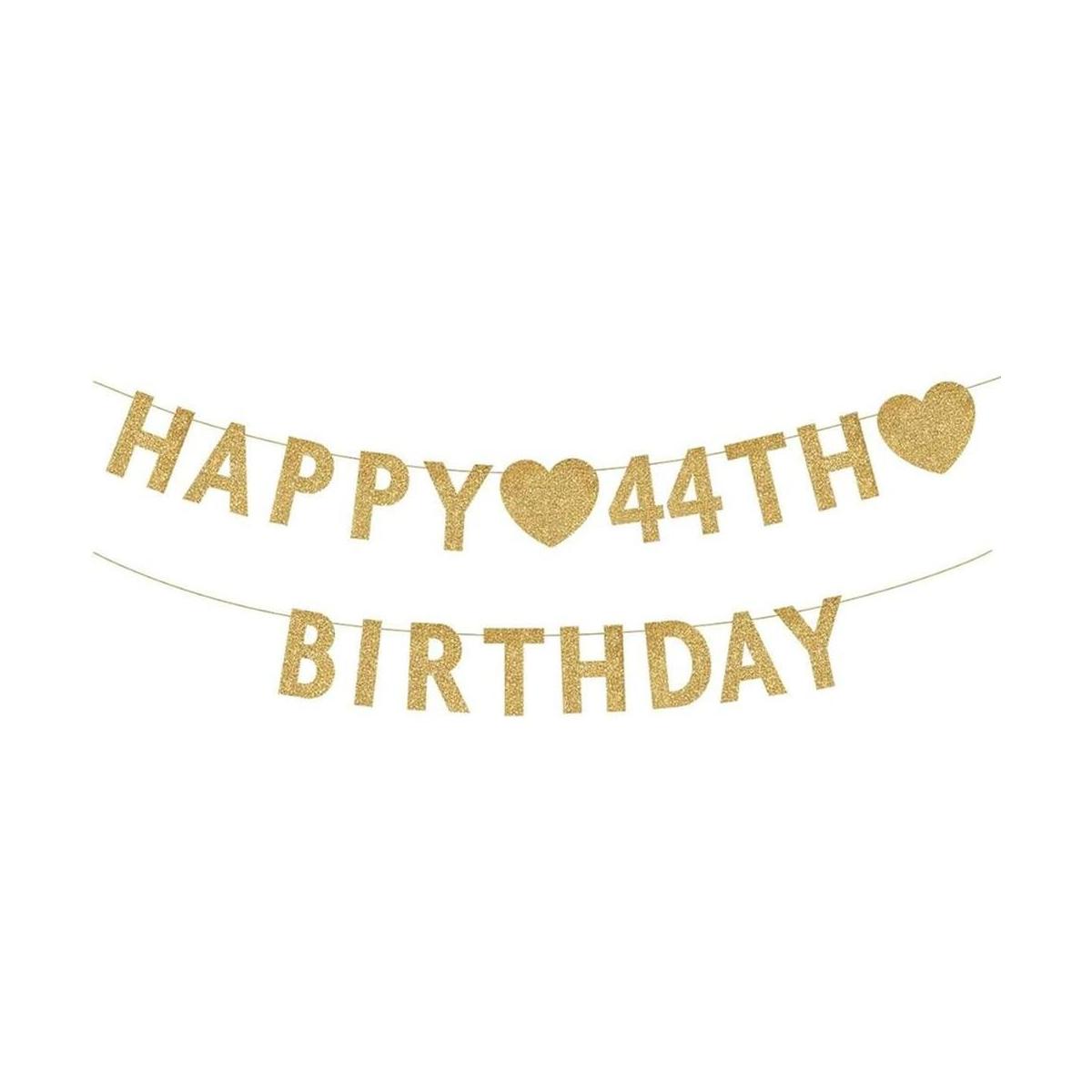 Cartel de cumpleaños con purpurina para 44 años de edad