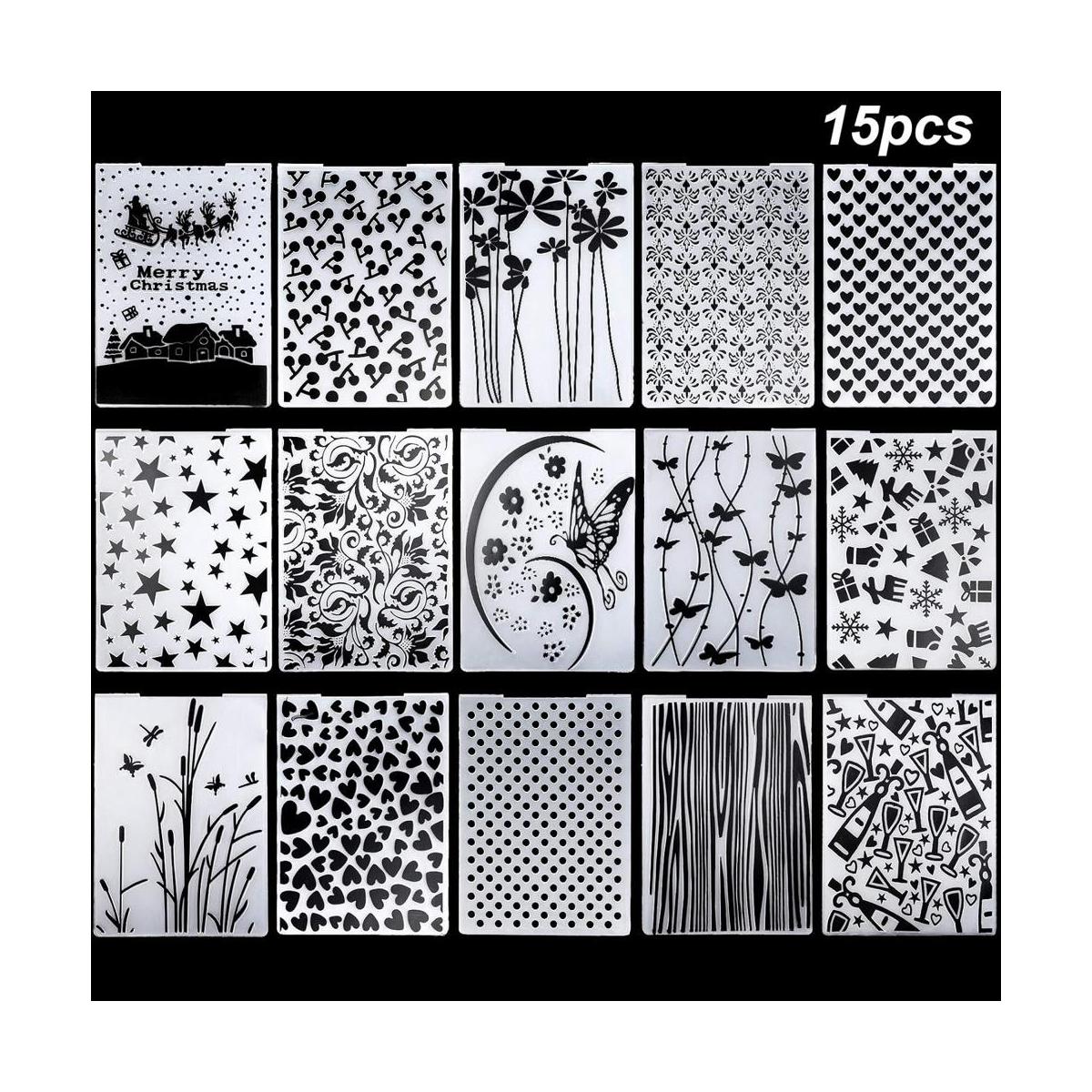 15 carpetas en relieve de 5.7 x 4.2 pulgadas plantilla de