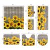 Juego de 7 cortinas de ducha de girasol con alfombras y