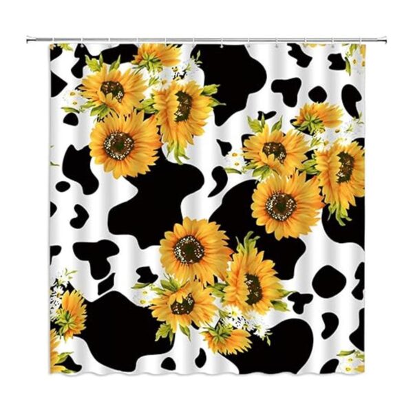 AMHNF Cortina de ducha de girasol con estampado de vaca_2