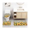 Juego de 7 cortinas de ducha de girasol con alfombras y