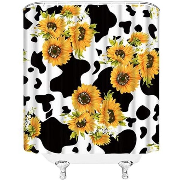 AMHNF Cortina de ducha de girasol con estampado de vaca_4