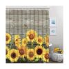 Juego de 7 cortinas de ducha de girasol con alfombras y