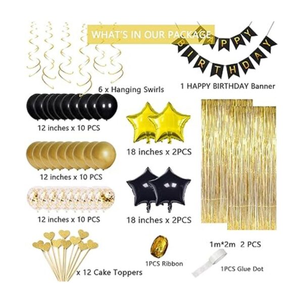 Decoraciones de cumpleaños de oro negro Juego de_2