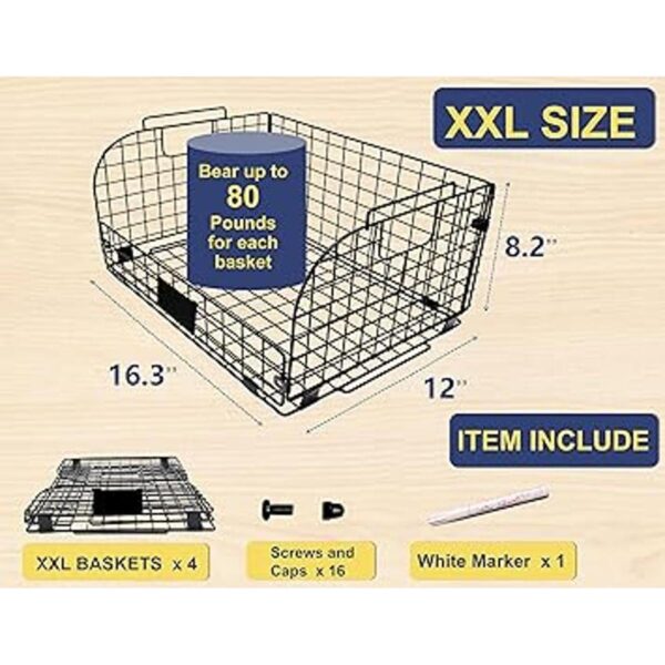 Paquete de 4 cestas de alambre apilables XXL_2