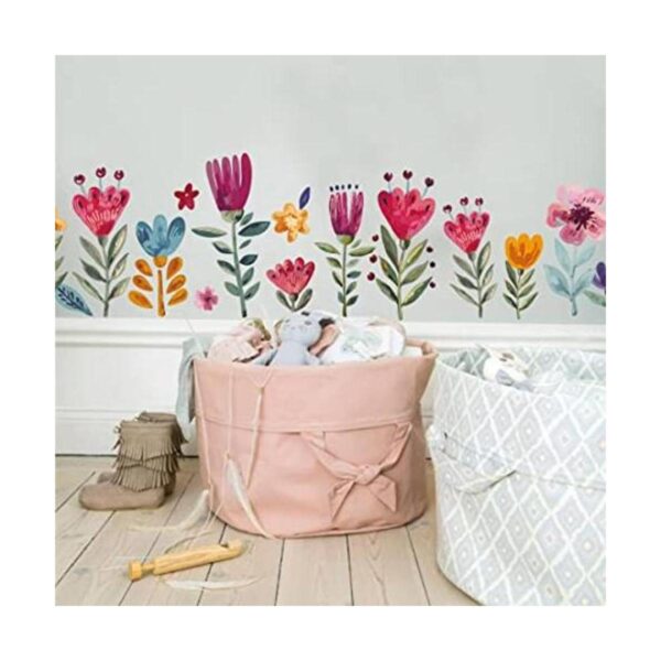 Calcomanías de pared de flores para dormitorio de niñas_1