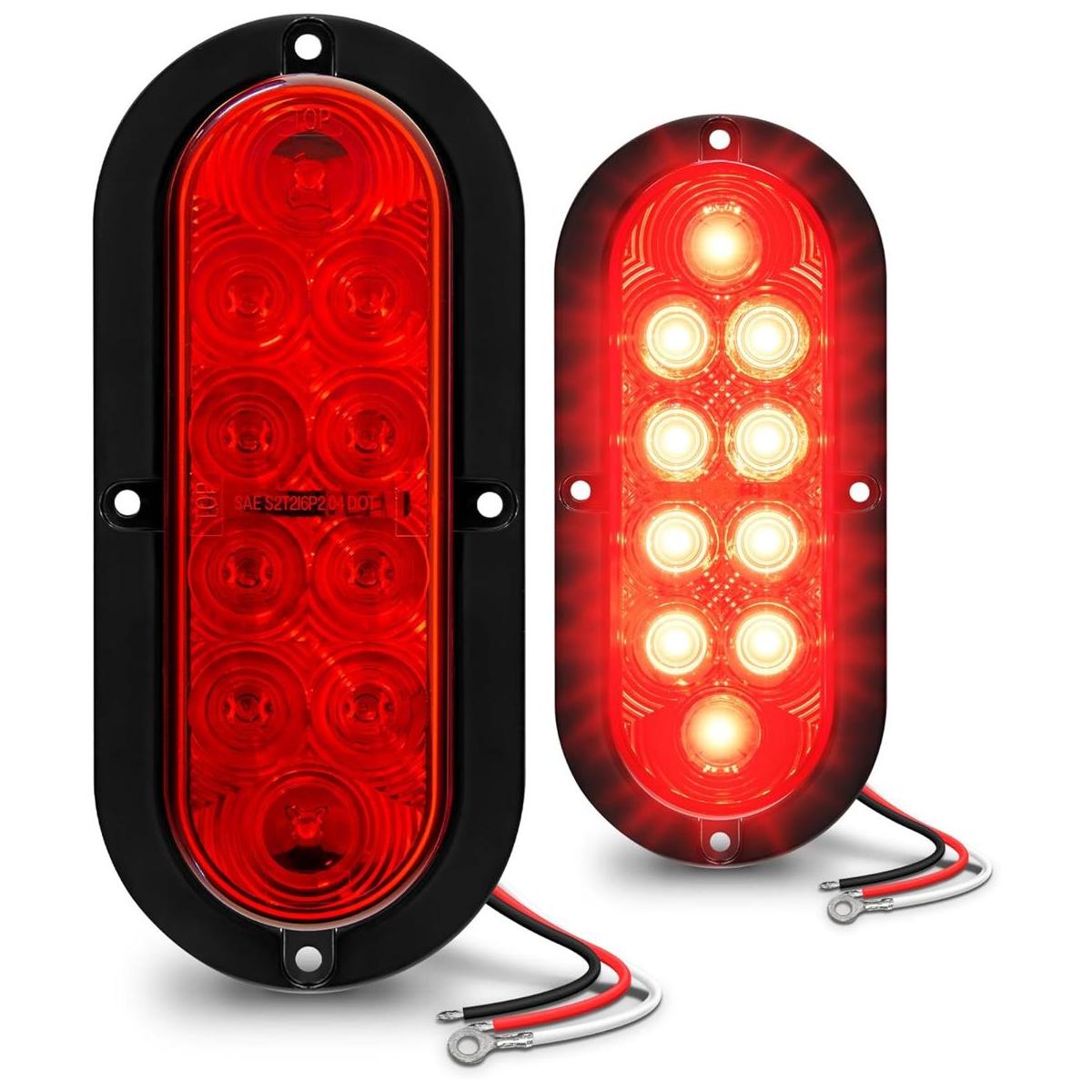 Juego de 2 luces traseras LED ovaladas rojas de 6