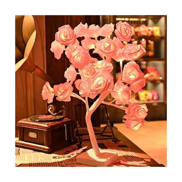 Snokip Lámpara de árbol de rosas con 32 luces LED de rosa_5