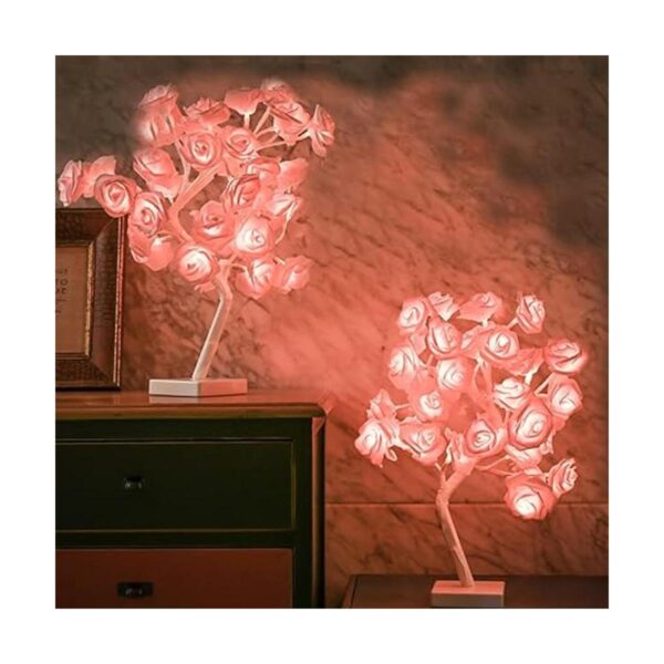 Snokip Lámpara de árbol de rosas con 32 luces LED de rosa_2
