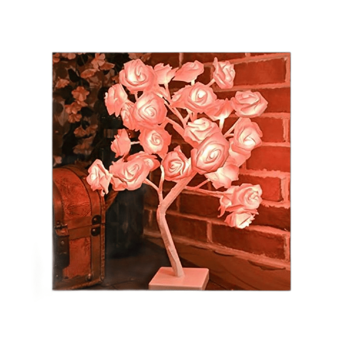 Snokip Lámpara de árbol de rosas con 32 luces LED de rosa
