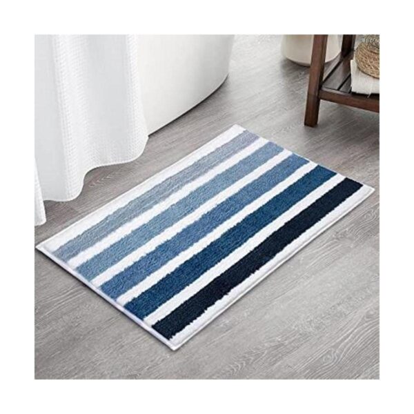 Sunlit Alfombra de baño con rayas azules y blancas_1