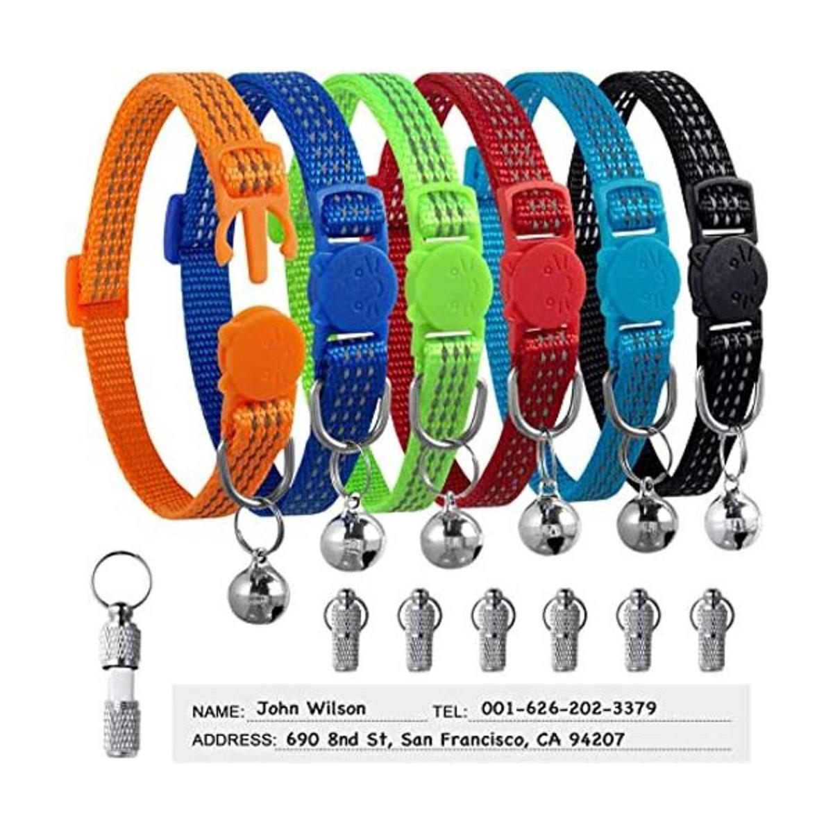 LLHK Paquete de 6 collares reflectantes para gatos y 6