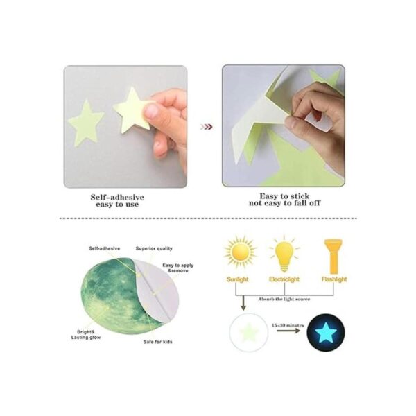 Calcomanías de pared con sistema solar azul que brillan en_4
