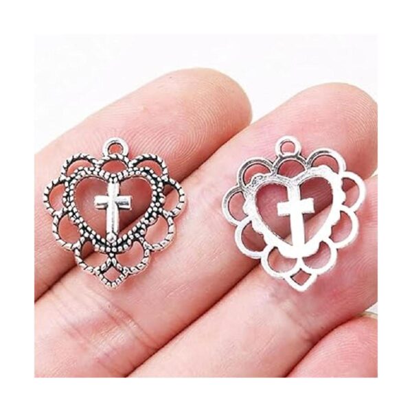 JKJF Colgantes de cruz con forma de corazón para_2