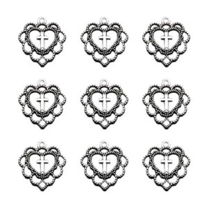 JKJF Colgantes de cruz con forma de corazón para_1