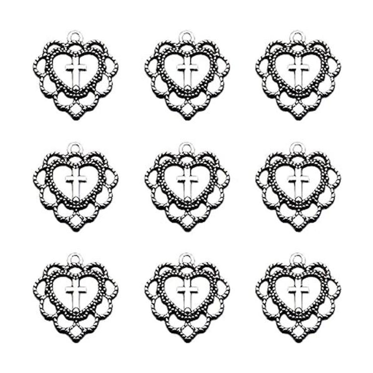 JKJF Colgantes de cruz con forma de corazón para