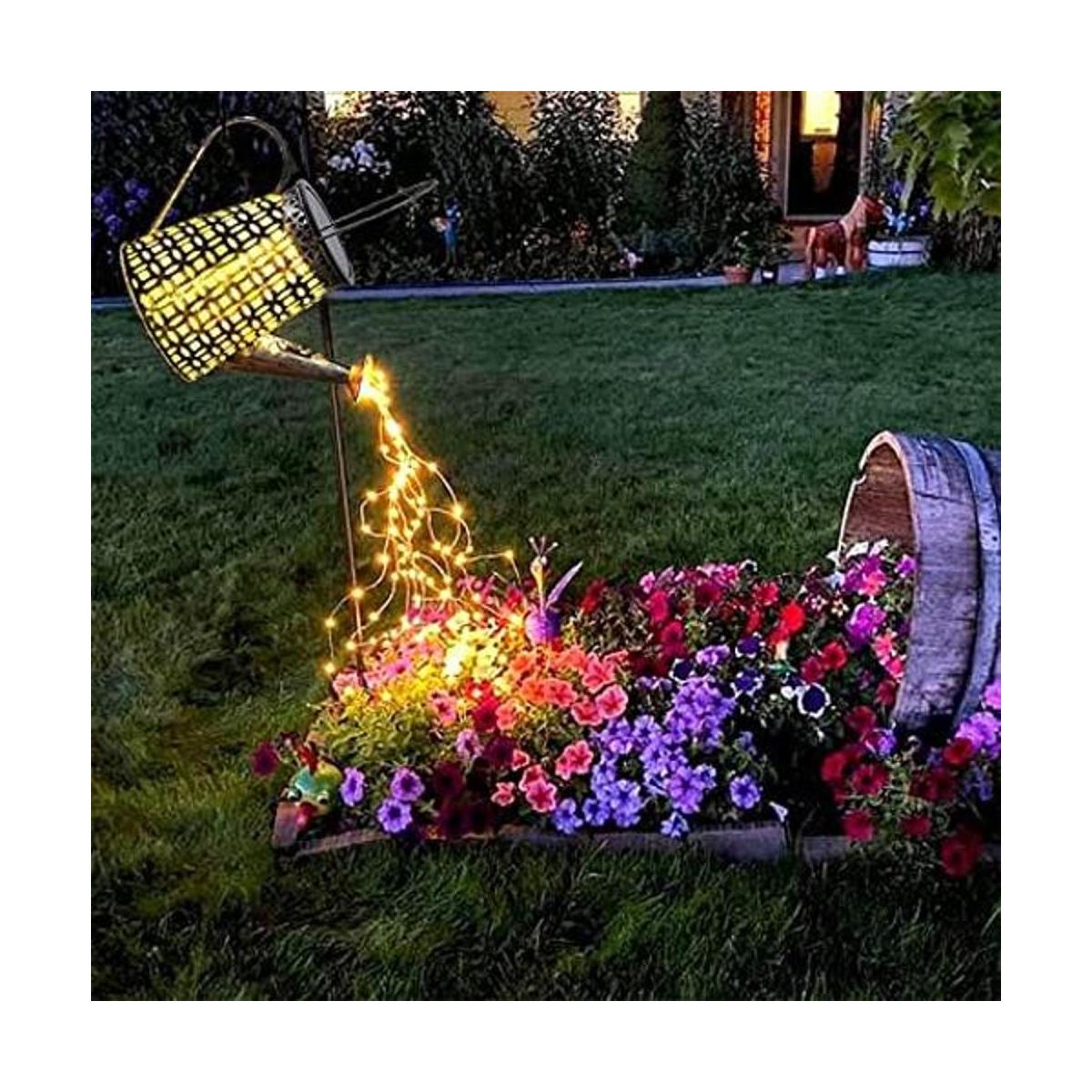 Morestar Regadera solar con luces decorativas para