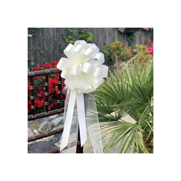 Lazos de boda marfil con colas de tul 8 pulgadas de_5