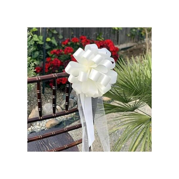 Lazos de boda marfil con colas de tul 8 pulgadas de_3