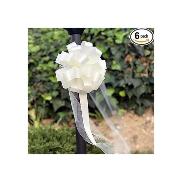 Lazos de boda marfil con colas de tul 8 pulgadas de_1