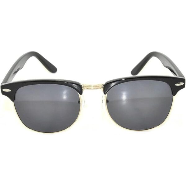 Gafas de sol clásicas de metal negrodorado con medio marco_2