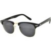 Gafas de sol clásicas de metal negrodorado con medio marco_1