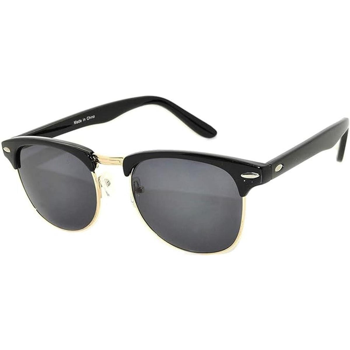 Gafas de sol clásicas de metal negrodorado con medio marco