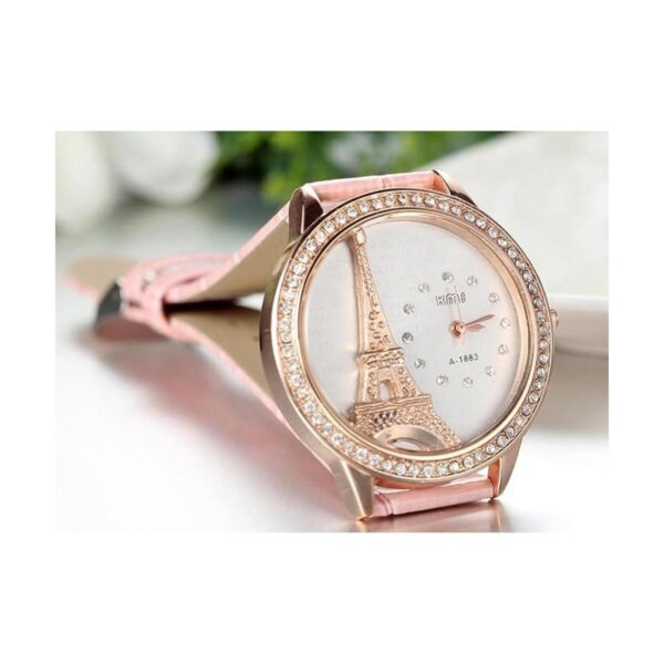 JewelryWe Bling Rhinestone acentuado Torre Eiffel reloj de_3