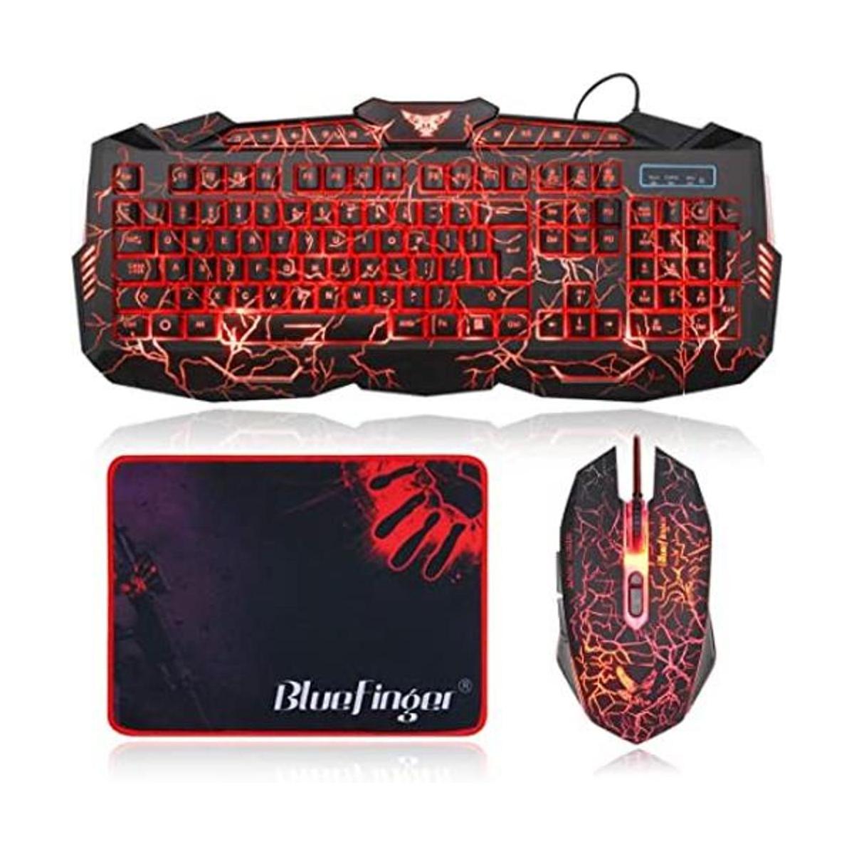 BlueFinger Combo de teclado y mouse retroiluminado para