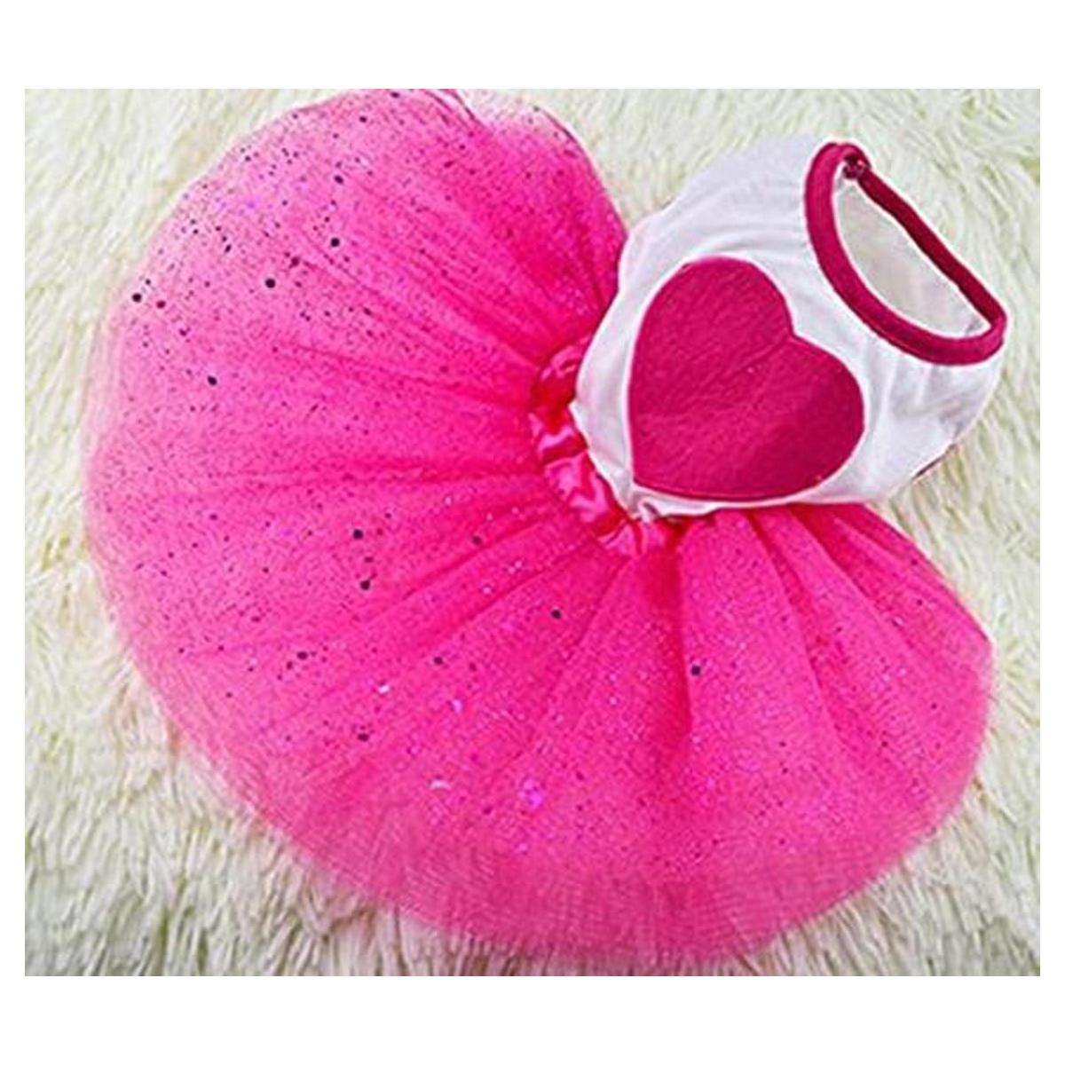 Idepet Vestido de princesa con estampado de corazón falda
