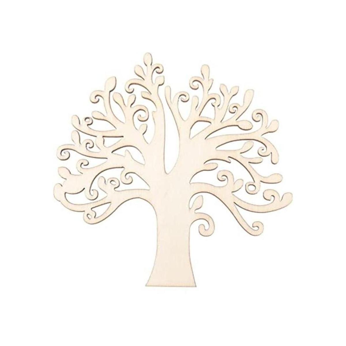 UEETEK 10 adornos de madera en blanco con corte de árbol